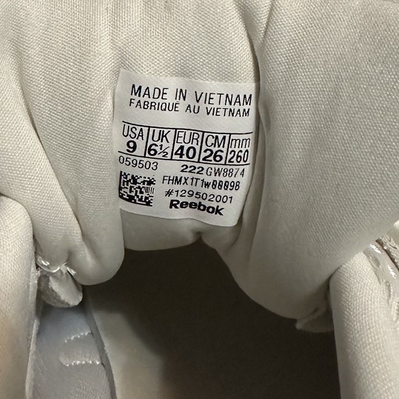 REEBOK CARDI B WOMEN'S 9 CLASSIC LEATHER  ATHLETIC SNEAKER CHALK WHITE GW8874 - Picture 8 of 9